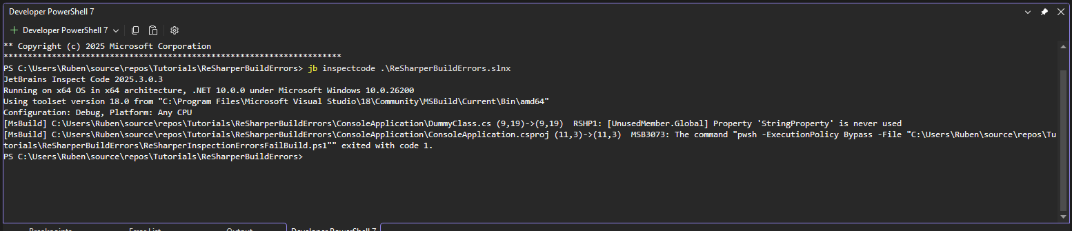 InspectCode output
